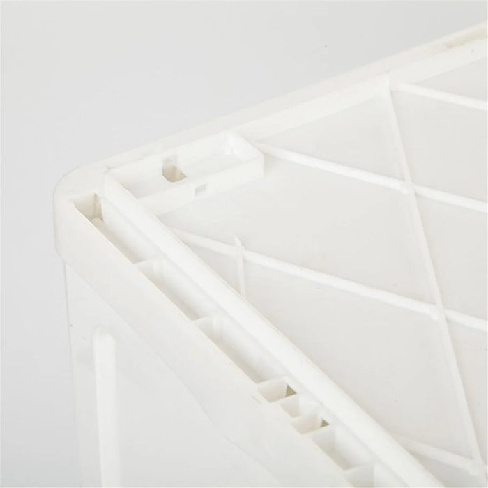 30L Home Outdoor Foldable Storage Box Wood+PP Lidded Organizer Case, 430x285x230mm - White - 7