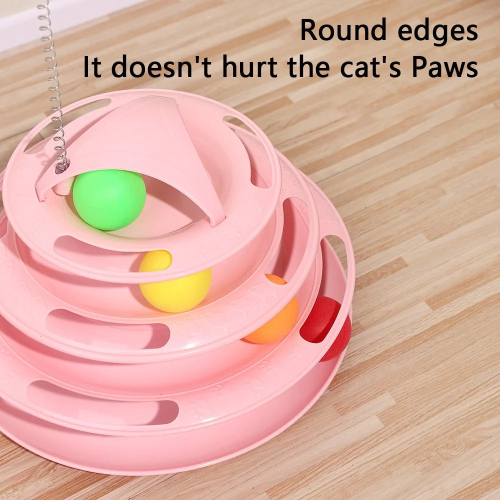 Cat Toys 4-Tier Turntable Roller Colorful Balls Interactive Kitten Exercise Toys Set - Blue - 5