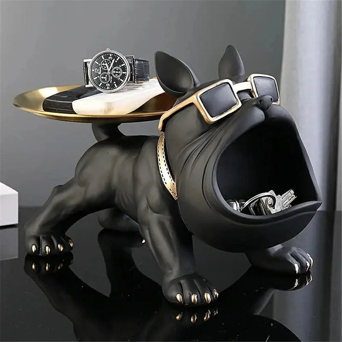 550 Big Mouth Bulldog Design Keys Storage Tray Ornament Porch Shoe Cabinet Decoration - Black - 2