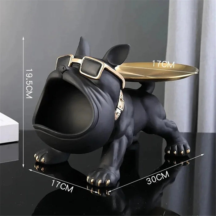 550 Big Mouth Bulldog Design Keys Storage Tray Ornament Porch Shoe Cabinet Decoration - Black - 3