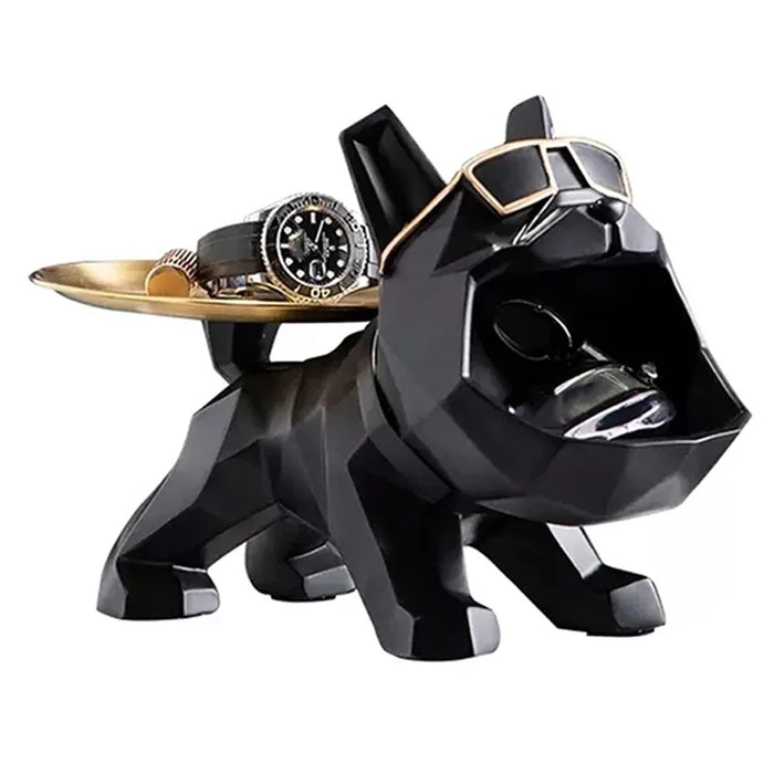 Entryway Key Tray Resin Bulldog Sculpture Table Organizer Home Decoration - 1