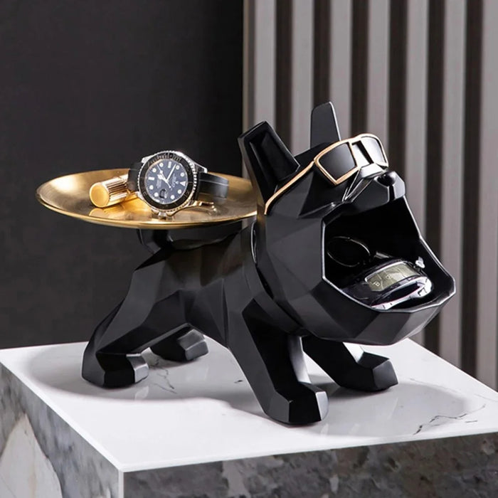 Entryway Key Tray Resin Bulldog Sculpture Table Organizer Home Decoration - 3