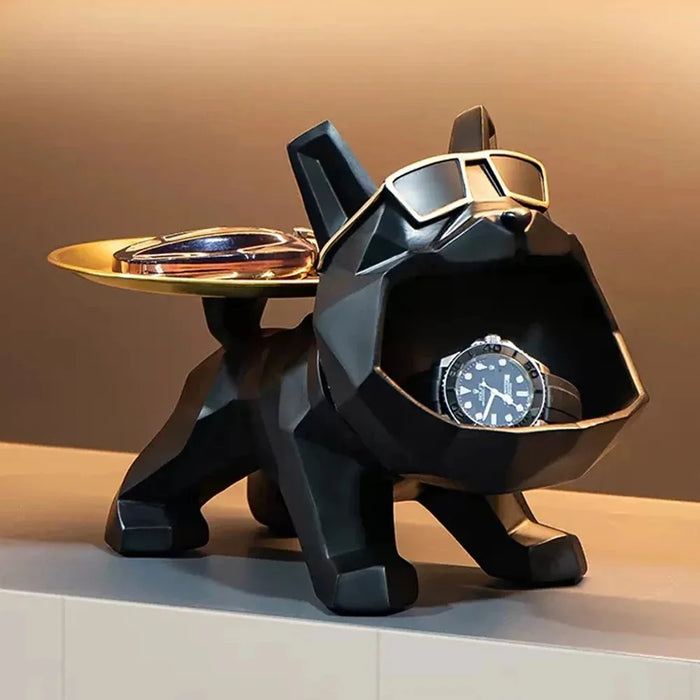 Entryway Key Tray Resin Bulldog Sculpture Table Organizer Home Decoration - 6
