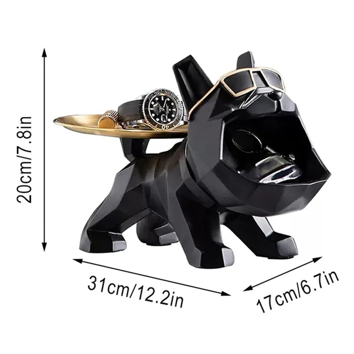 Entryway Key Tray Resin Bulldog Sculpture Table Organizer Home Decoration - 7