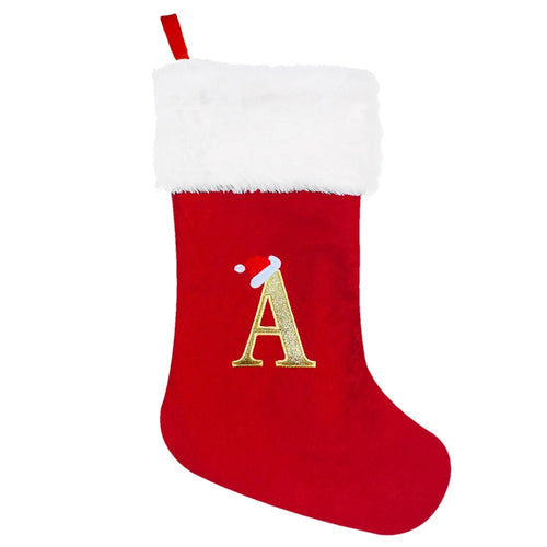 A-Z Letters Christmas Stocking Xmas Tree Pendant Alphabet Socks Gift Bag - A - 1