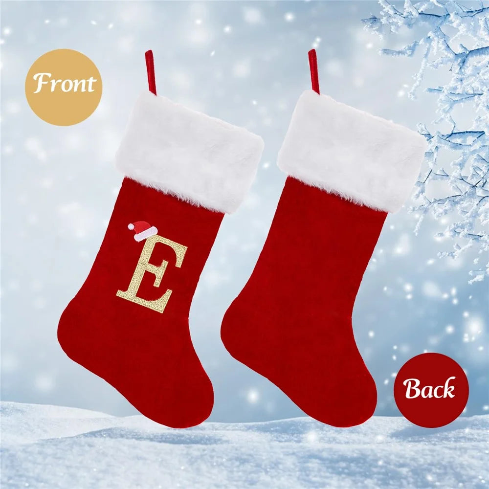 A-Z Letters Christmas Stocking Xmas Tree Pendant Alphabet Socks Gift Bag - A - 2
