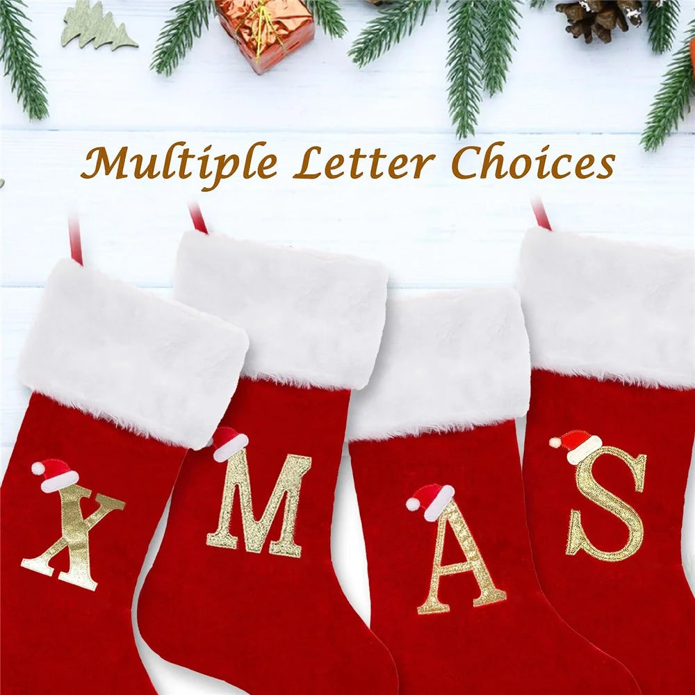 A-Z Letters Christmas Stocking Xmas Tree Pendant Alphabet Socks Gift Bag - A - 3