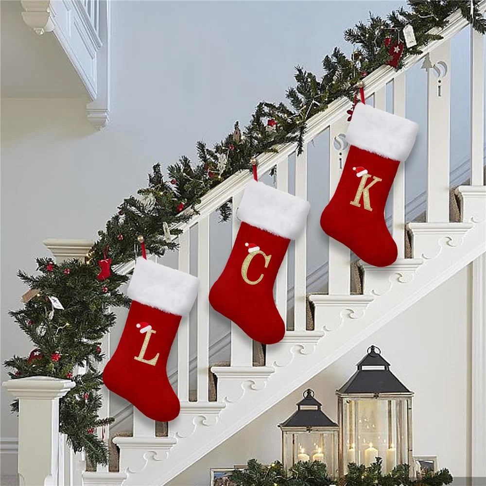 A-Z Letters Christmas Stocking Xmas Tree Pendant Alphabet Socks Gift Bag - A - 5