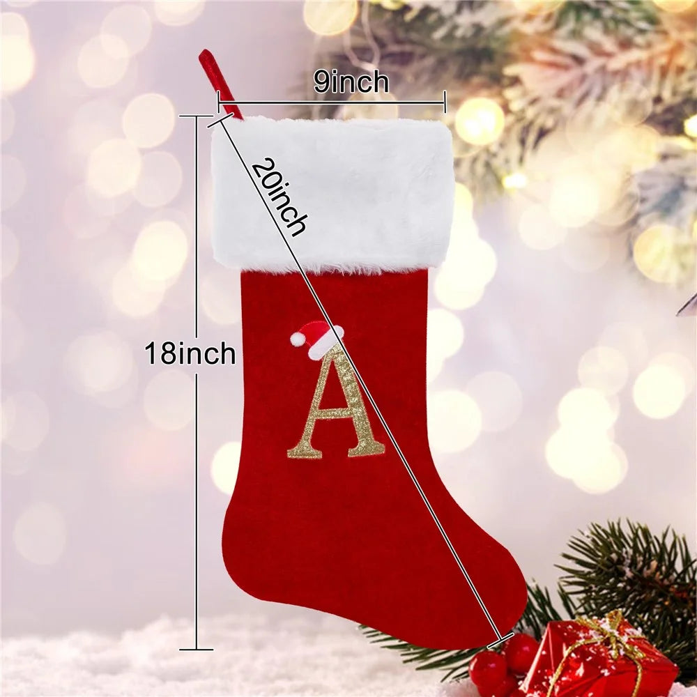 A-Z Letters Christmas Stocking Xmas Tree Pendant Alphabet Socks Gift Bag - A - 6