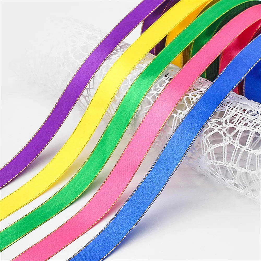 2cm Wide Christmas Gift Wrapping Ribbon Golden Edge Decor Handmade Craft (22m Long) - White - 4