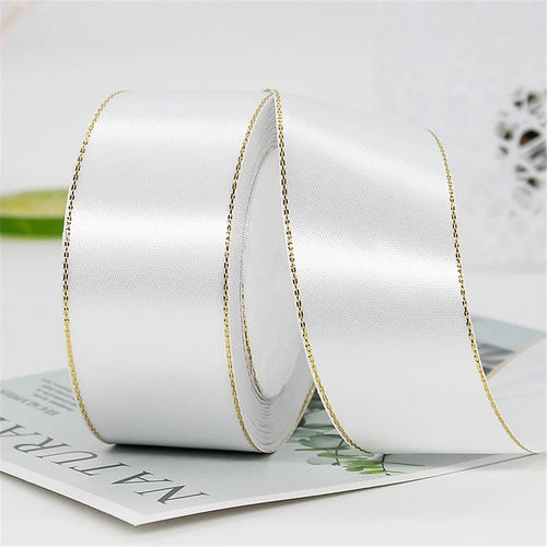 4cm Christmas Gift Wrapping Satin Ribbon for Wedding Party Decoration, Length: 22m - White - 1