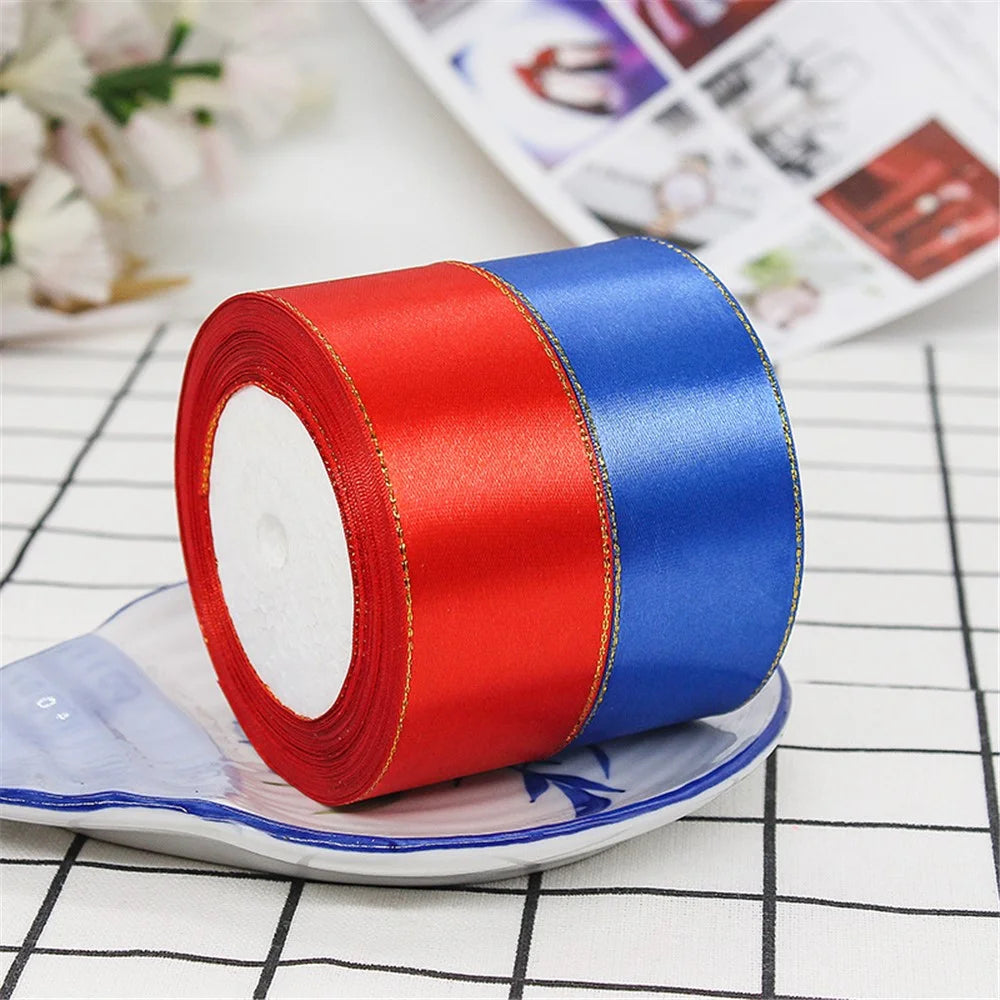 4cm Christmas Gift Wrapping Satin Ribbon for Wedding Party Decoration, Length: 22m - White - 2
