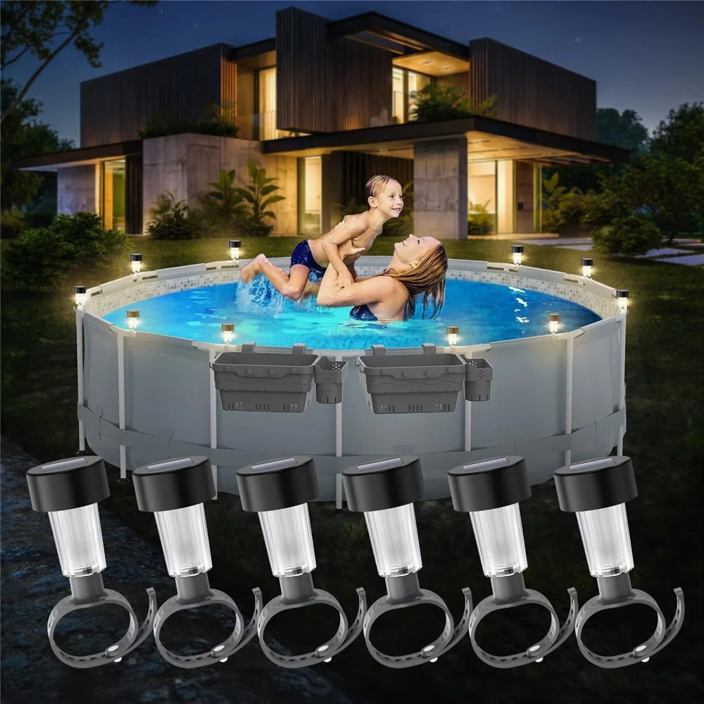 6Pcs Solar Garden Lights Garden Yard Fence Railing Tie Lamps Balcony Waterproof Decorative Lights, Warm Light - 1