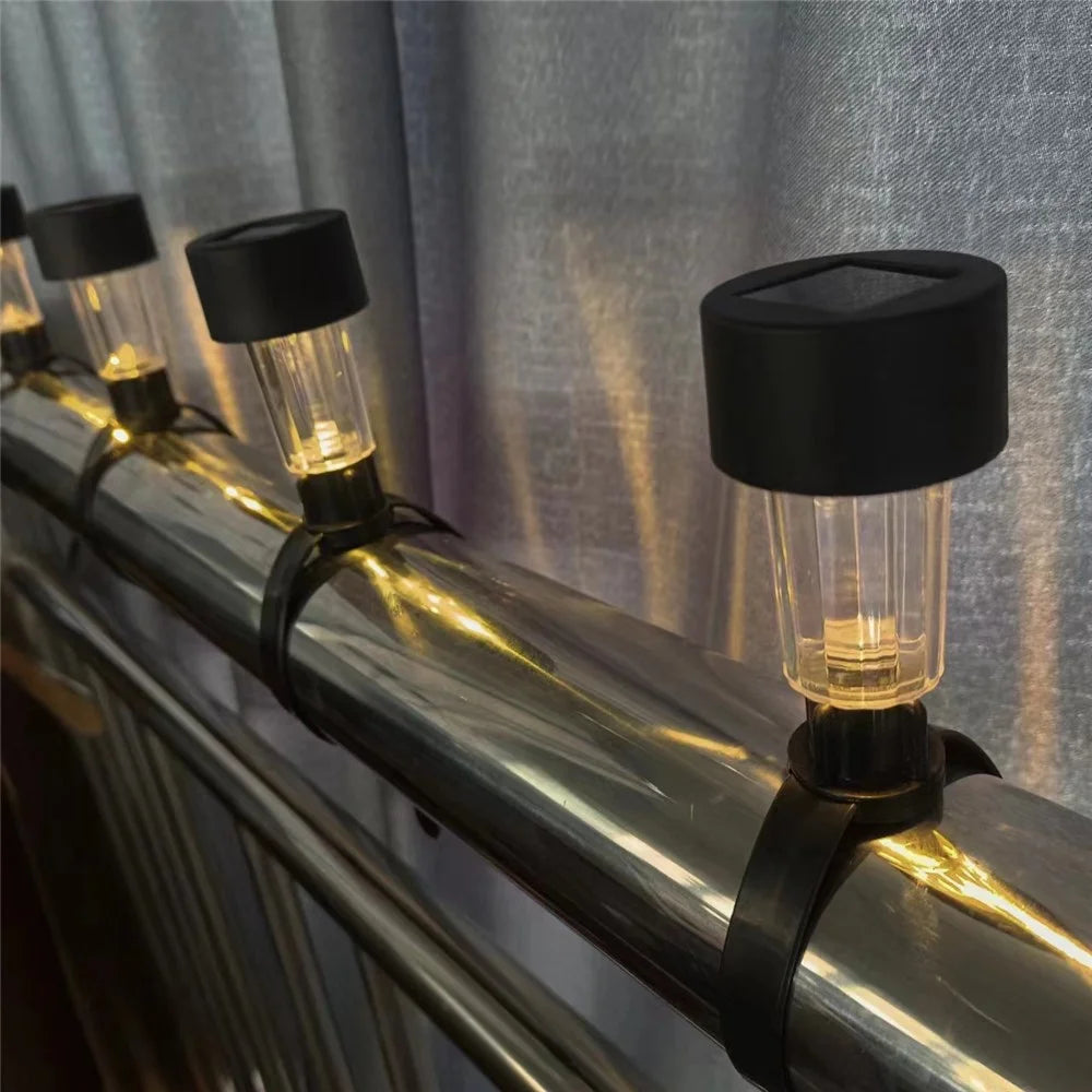 6Pcs Solar Garden Lights Garden Yard Fence Railing Tie Lamps Balcony Waterproof Decorative Lights, Warm Light - 2