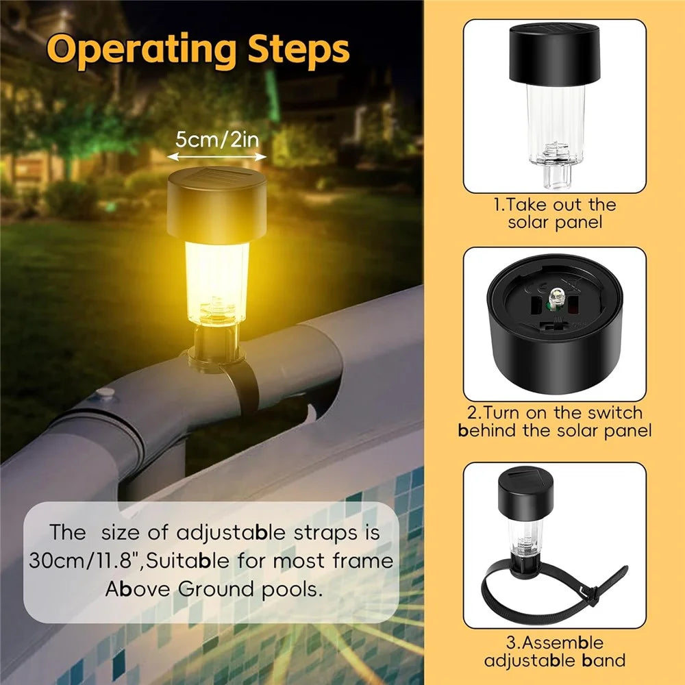 6Pcs Solar Garden Lights Garden Yard Fence Railing Tie Lamps Balcony Waterproof Decorative Lights, Warm Light - 5