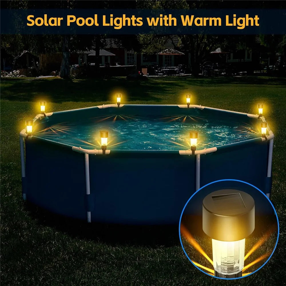 6Pcs Solar Garden Lights Garden Yard Fence Railing Tie Lamps Balcony Waterproof Decorative Lights, Warm Light - 6