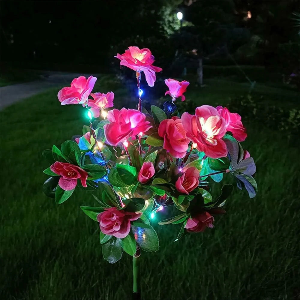 Solar Azalea Design Light Lawn Garden Outdoor Landscape Atmosphere LED Night Light - Pink - 2