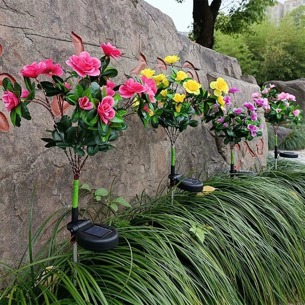 Solar Azalea Design Light Lawn Garden Outdoor Landscape Atmosphere LED Night Light - Pink - 4