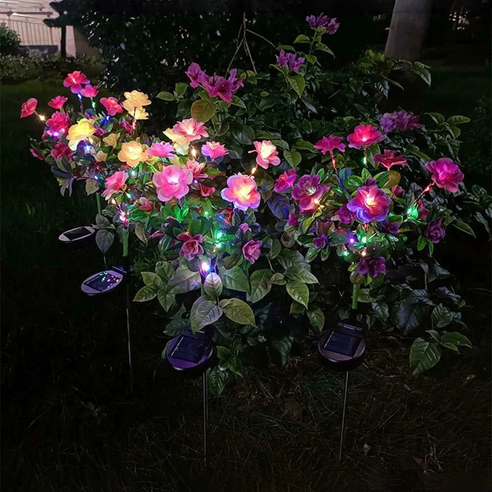 Solar Azalea Design Light Lawn Garden Outdoor Landscape Atmosphere LED Night Light - Pink - 5