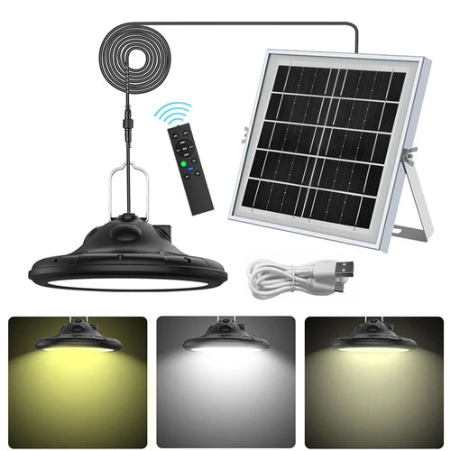 Hanging Solar Light Waterproof Garage Garden Patio LED Lamp with Remote Control - 1