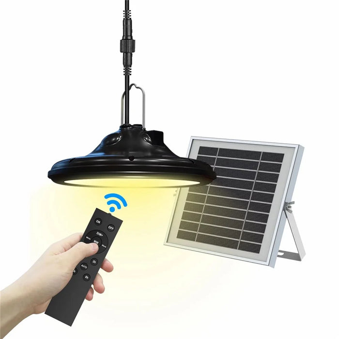Hanging Solar Light Waterproof Garage Garden Patio LED Lamp with Remote Control - 2