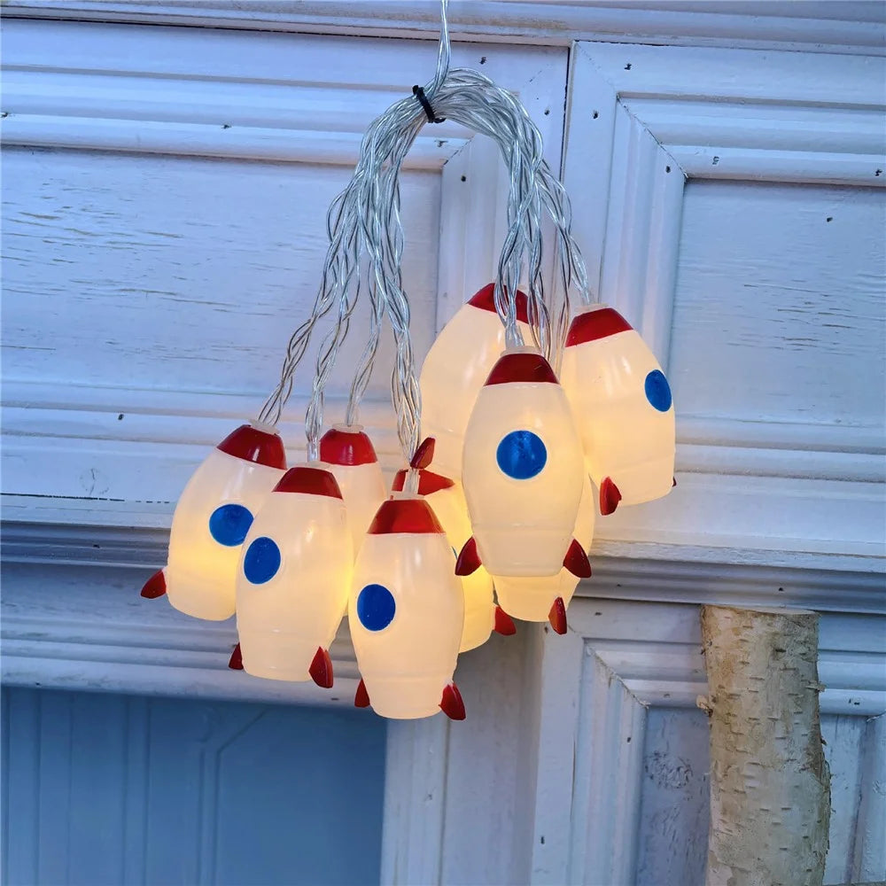 1.5m 10-LED Cartoon String Light Battery Powered Outdoor Home Decoration Lamp, Constant Light - Rocket - 2