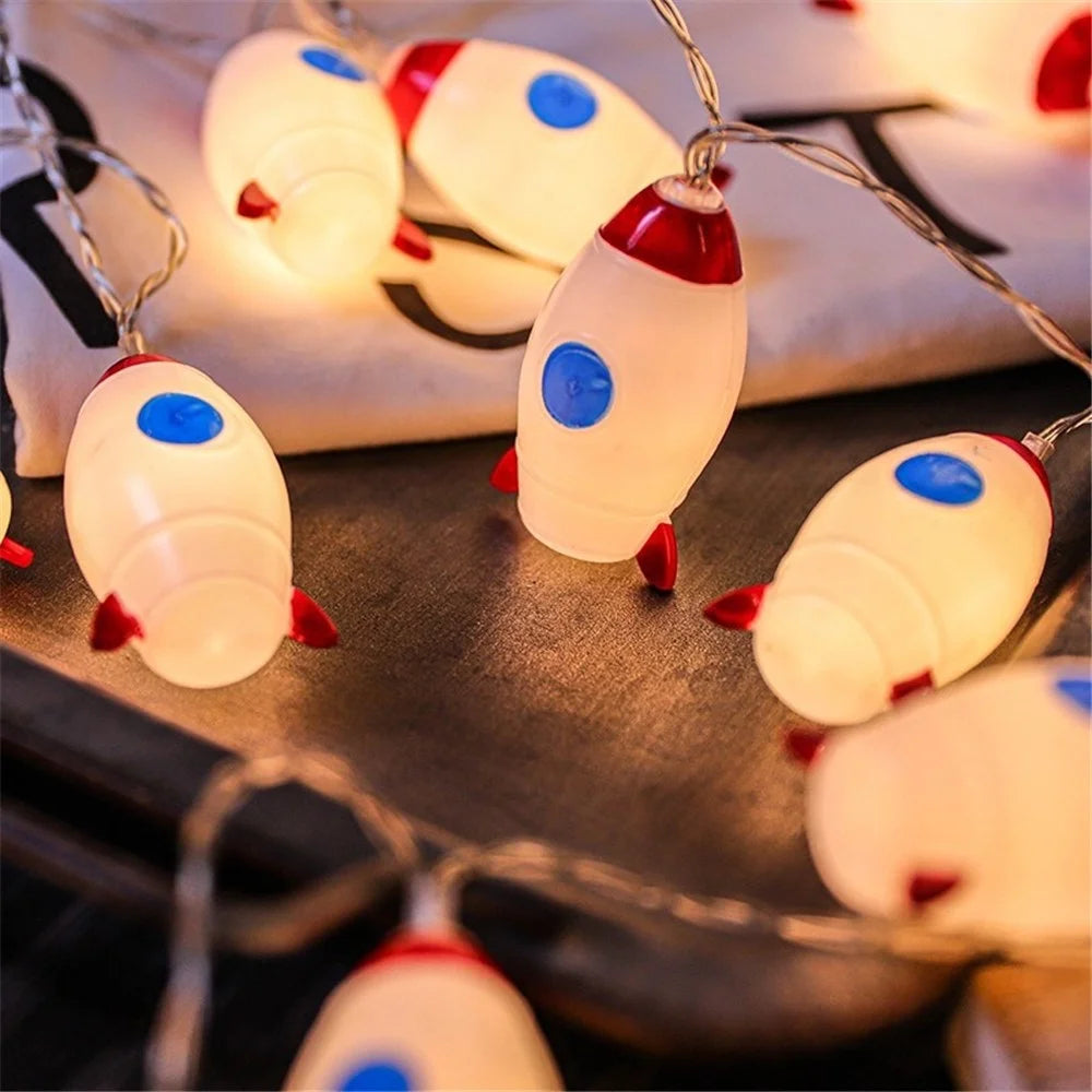 1.5m 10-LED Cartoon String Light Battery Powered Outdoor Home Decoration Lamp, Constant Light - Rocket - 3