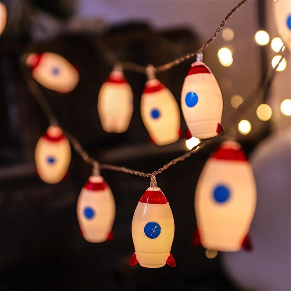 1.5m 10-LED Cartoon String Light Battery Powered Outdoor Home Decoration Lamp, Constant Light - Rocket - 4