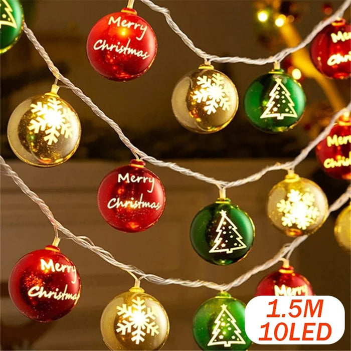 1.5m 10-LED String Light Christmas Birthday Party Festival Decorative Lamp, Battery Powered+Constant Light - Round Ball - 2