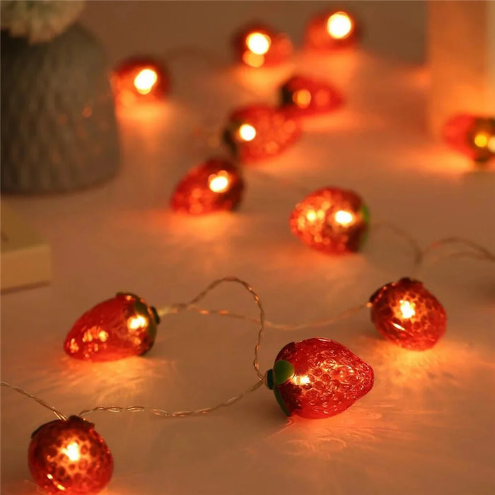1.5m 10-LED Strawberry String Light Battery Powered Bedroom Decoration Lamp, Constant Light - 2