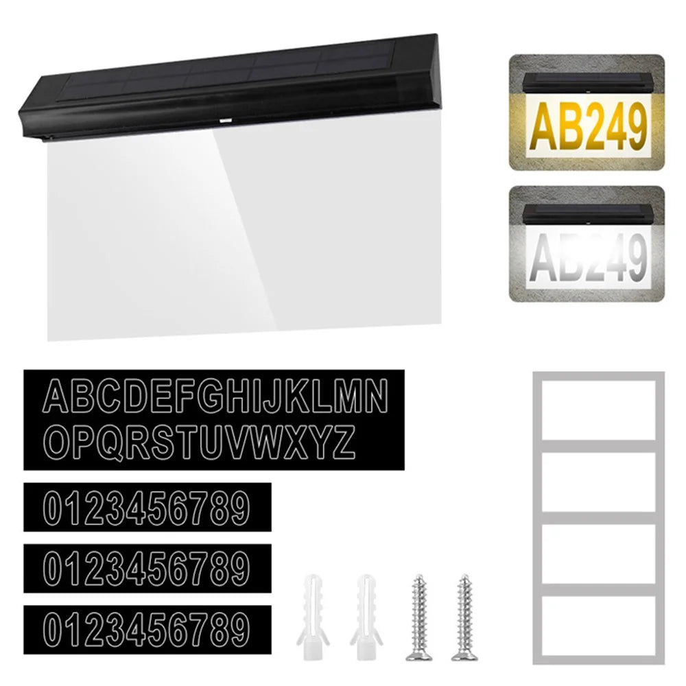 30-LED Solar Address Sign House Numbers Light with 26 Alphabet+3 Group Number+4-Grid Paper - 1