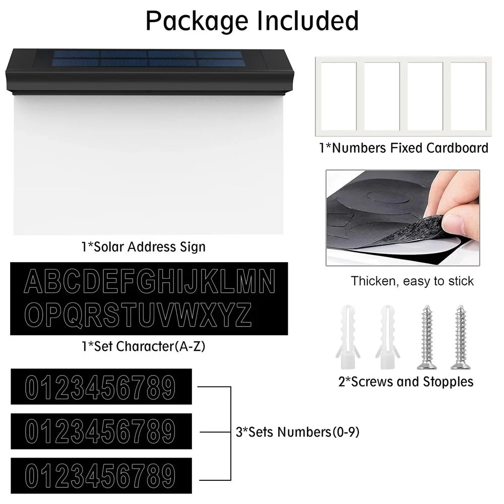 30-LED Solar Address Sign House Numbers Light with 26 Alphabet+3 Group Number+4-Grid Paper - 7