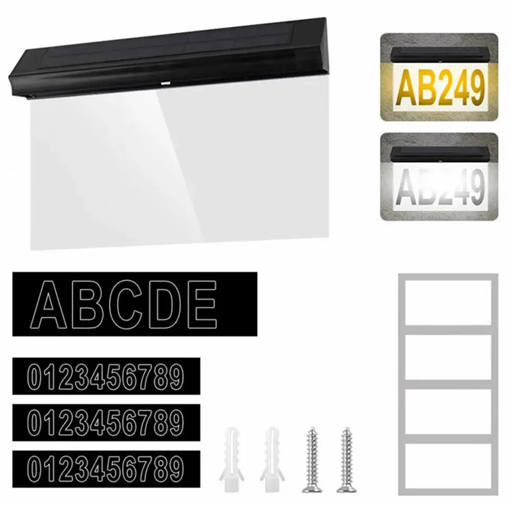 30-LED Solar Address Sign House Numbers Light with 5 Alphabet+3 Group Number+4-Grid Paper - 1