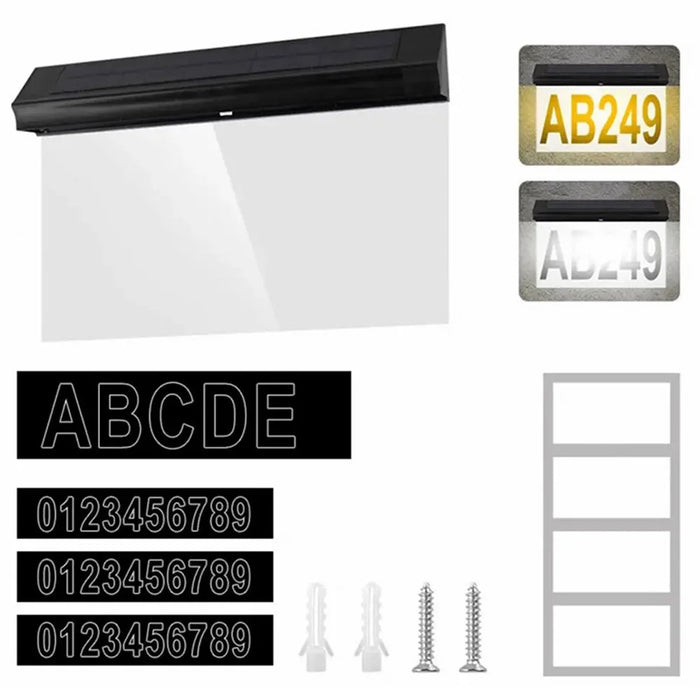 30-LED Solar Address Sign House Numbers Light with 5 Alphabet+3 Group Number+4-Grid Paper - 1