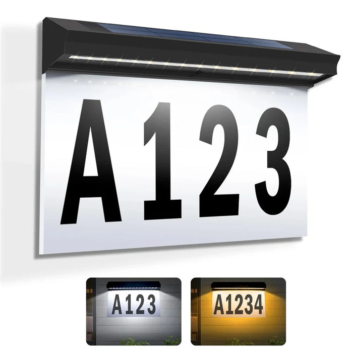 30-LED Solar Address Sign House Numbers Light with 5 Alphabet+3 Group Number+4-Grid Paper - 3