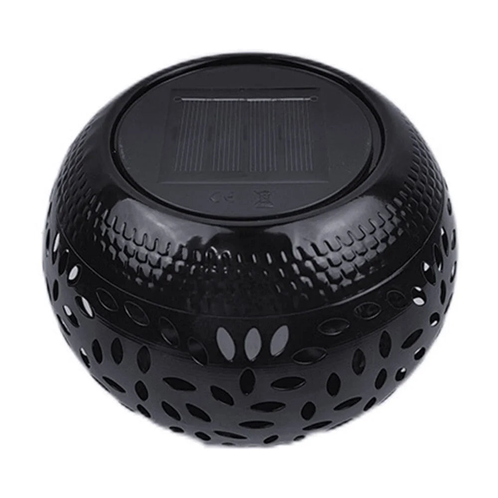 Hollow Out Retro Metal Solar Lantern Waterproof Outdoor Garden Patio Decor - Black - 1