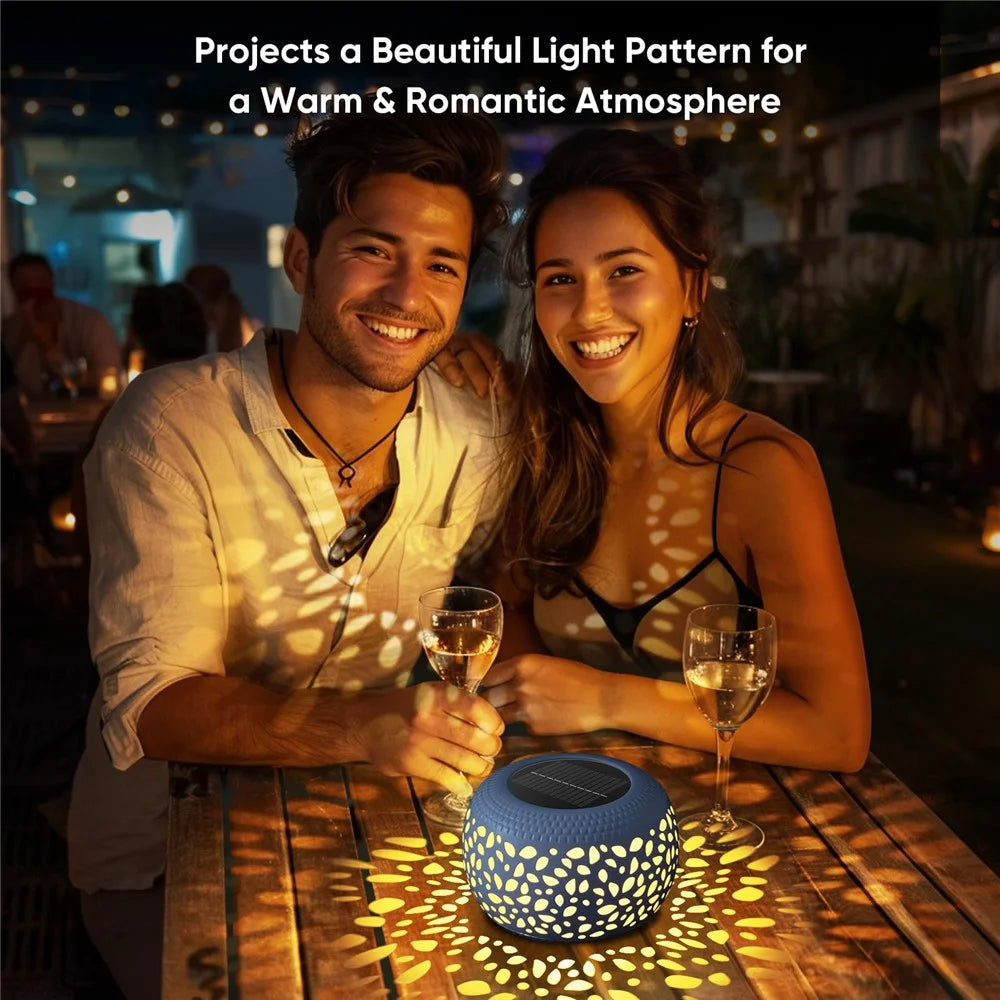 Hollow Out Retro Metal Solar Lantern Waterproof Outdoor Garden Patio Decor - Black - 5
