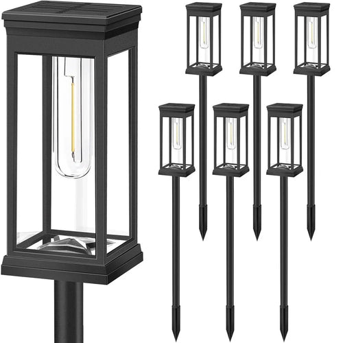 6PCS Solar Powered Lamp Waterproof Garden Grass Lawn Light with Stake - Yellow Light - 1