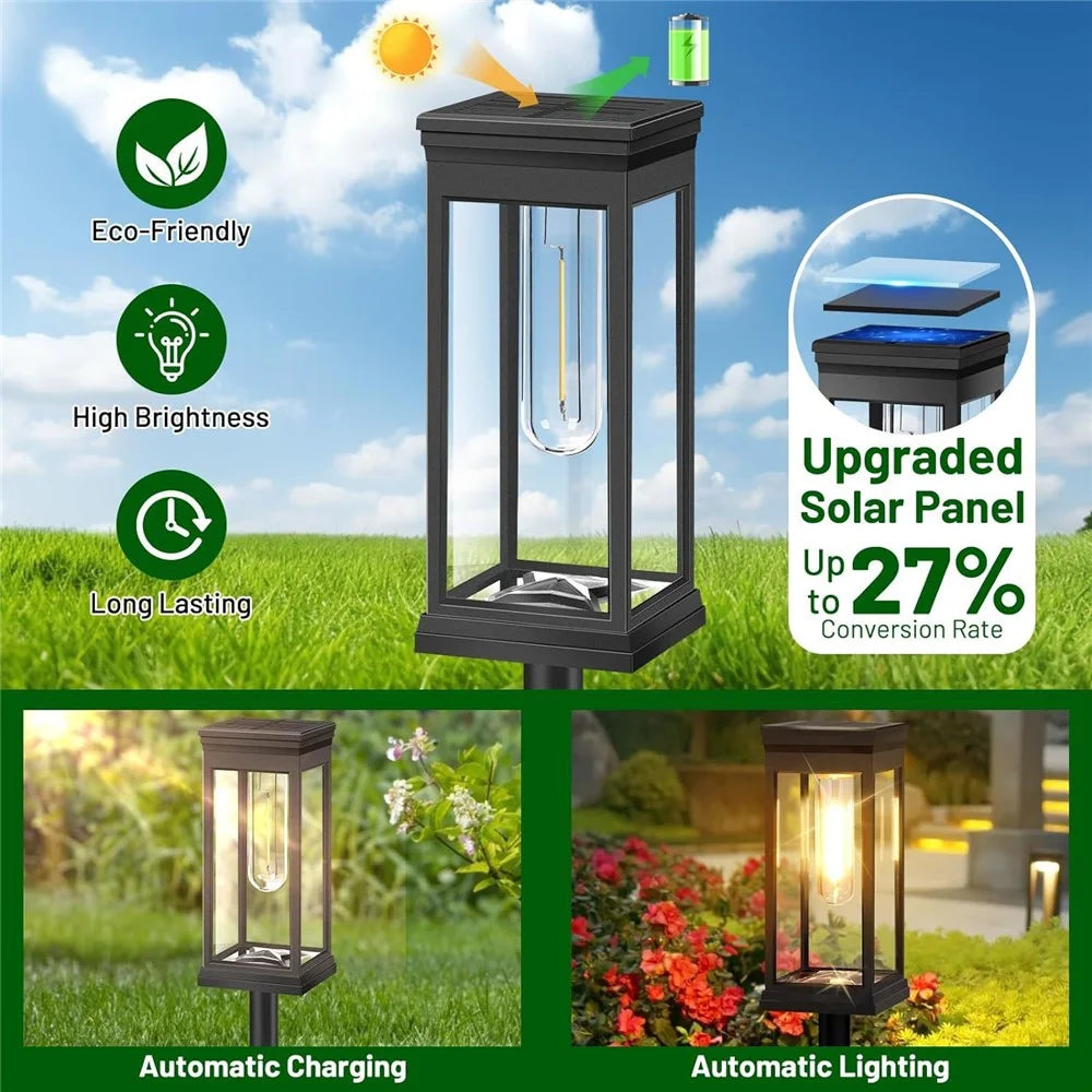 6PCS Solar Powered Lamp Waterproof Garden Grass Lawn Light with Stake - Yellow Light - 4