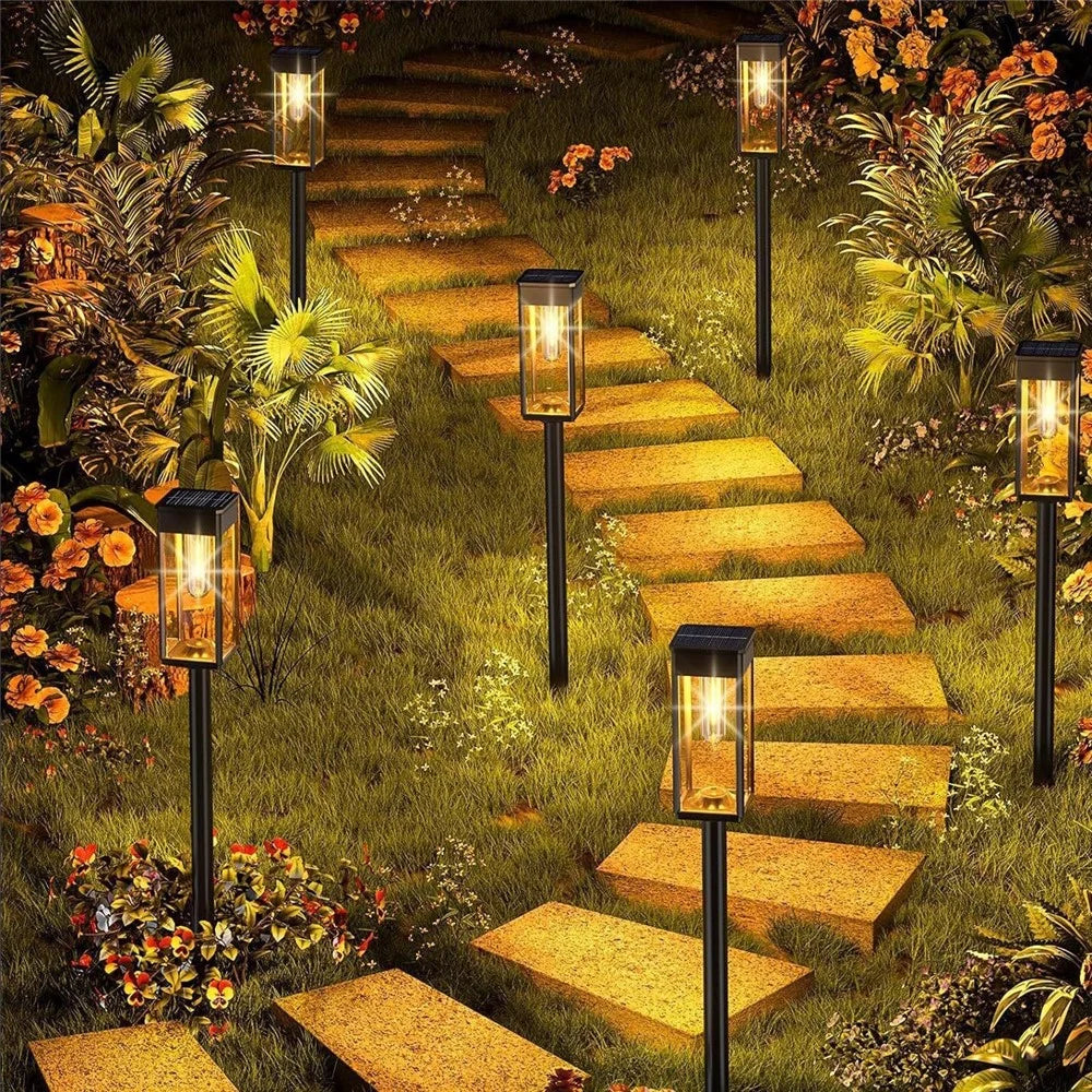 6PCS Solar Powered Lamp Waterproof Garden Grass Lawn Light with Stake - Yellow Light - 6