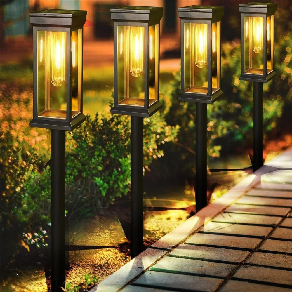 6PCS Solar Powered Lamp Waterproof Garden Grass Lawn Light with Stake - Yellow Light - 7