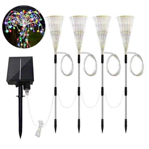 4 in 1 Firework Shape Ground Lights 8 Modes Solar Powered Garden Landscape Lamp - Multi-Color - 1