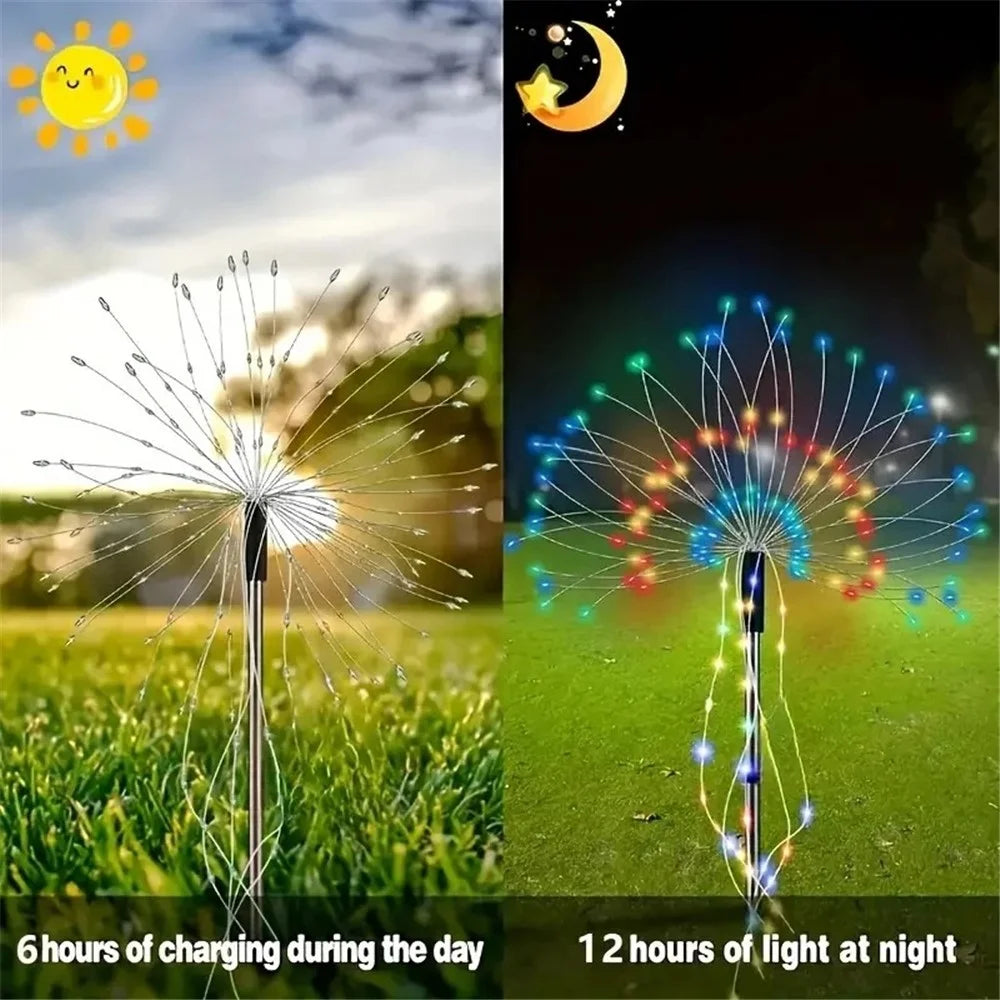 4 in 1 Firework Shape Ground Lights 8 Modes Solar Powered Garden Landscape Lamp - Multi-Color - 5