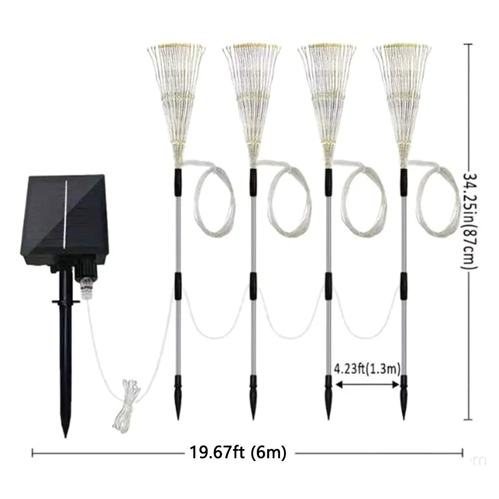 4 in 1 Firework Shape Ground Lights 8 Modes Solar Powered Garden Landscape Lamp - Multi-Color - 7