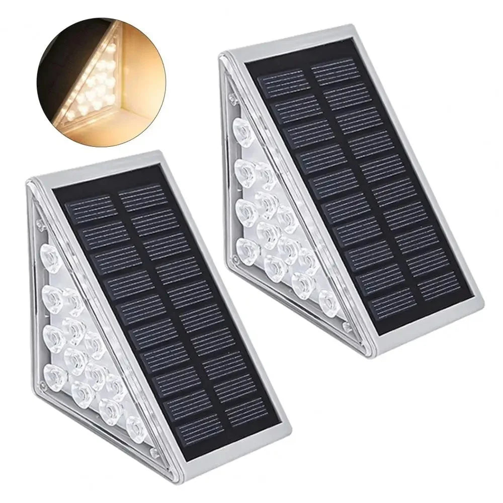 2Pcs 13-LED Solar Step Lights Outdoor Waterproof LED Stair Front Porch Patio Lights - White Light - 1