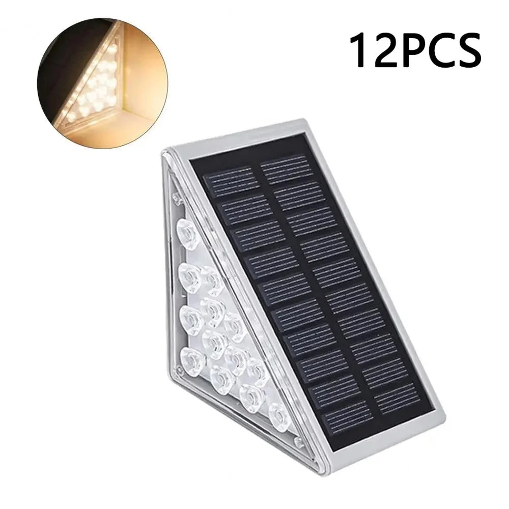 12Pcs 13-LED Solar LED Step Lights Anti-Theft Waterproof Outdoor Stair Decorative Lights - Warm Light - 1