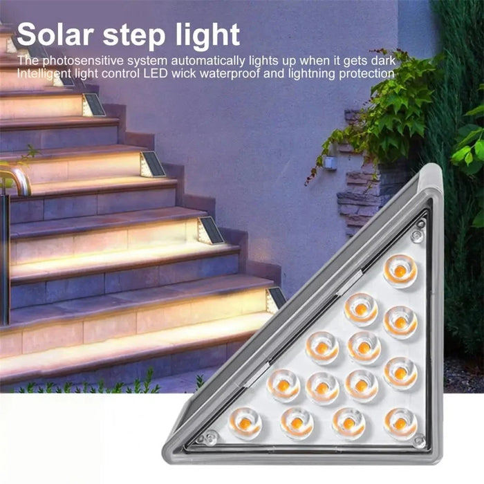 12Pcs 13-LED Solar LED Step Lights Anti-Theft Waterproof Outdoor Stair Decorative Lights - Warm Light - 5