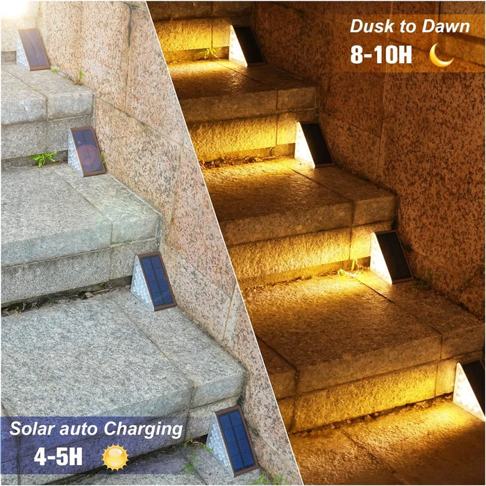 12Pcs 13-LED Solar LED Step Lights Anti-Theft Waterproof Outdoor Stair Decorative Lights - Warm Light - 6