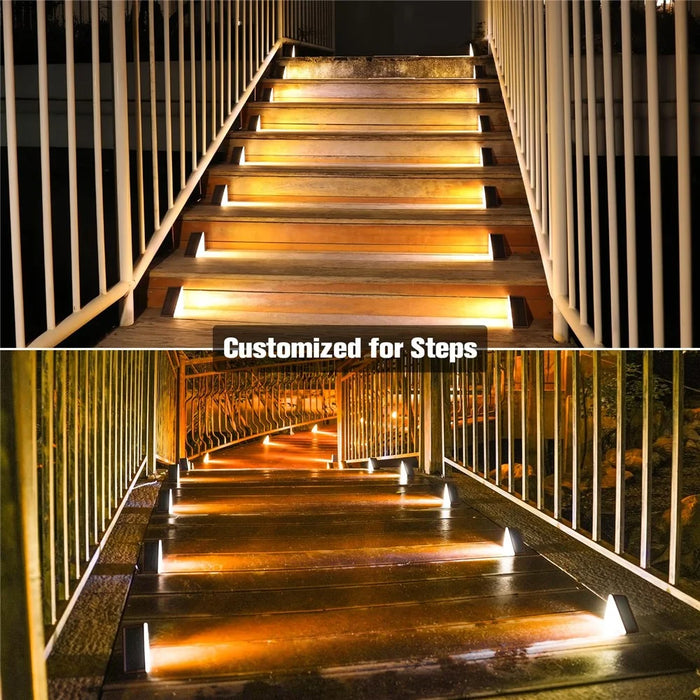 12Pcs 13-LED Solar LED Step Lights Anti-Theft Waterproof Outdoor Stair Decorative Lights - Warm Light - 7