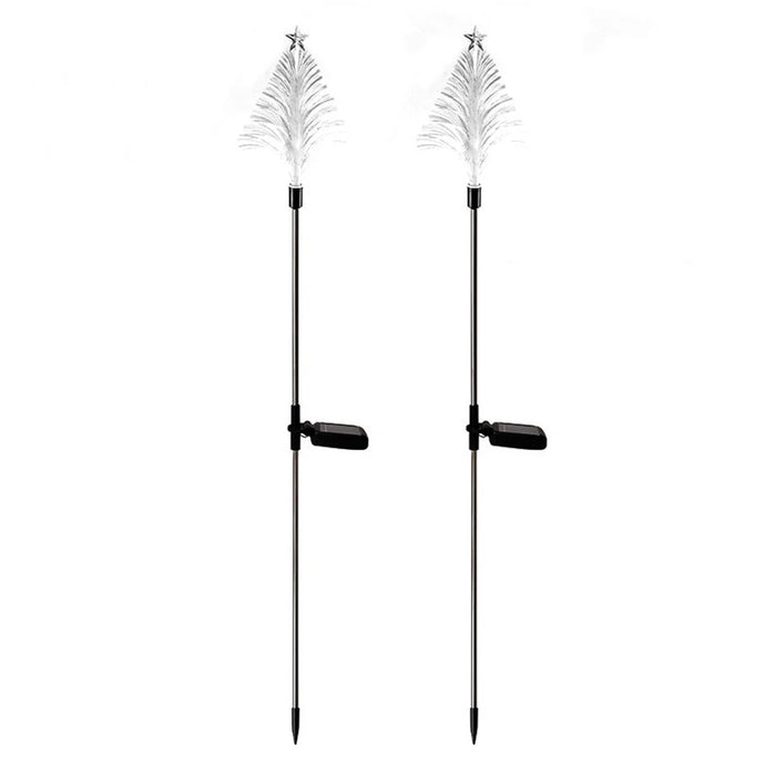 2Pcs Solar Powered Fiber Optic Christmas Tree Shape Ground Stake Light Garden Decoration - 1